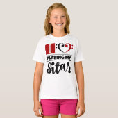 Bass Clef Herz I Liebe spielen meine Sitar T-Shirt (Vorne ganz)