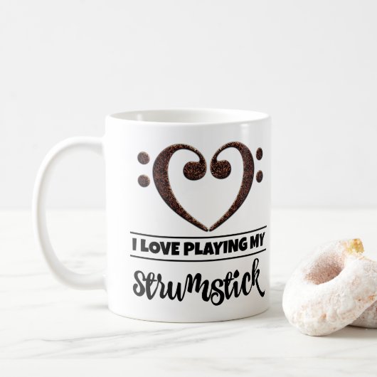 Bass Clef Herz I Liebe spielen meine Strumstick Kaffeetasse (Mit Donut)