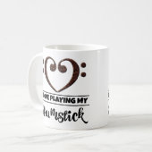 Bass Clef Herz I Liebe spielen meine Strumstick Kaffeetasse (Vorderseite Links)