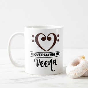Bass Clef Herz I Liebe spielen meine Veena Kaffeetasse