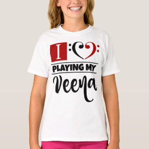 Bass Clef Herz I Liebe spielen meine Veena T-Shirt