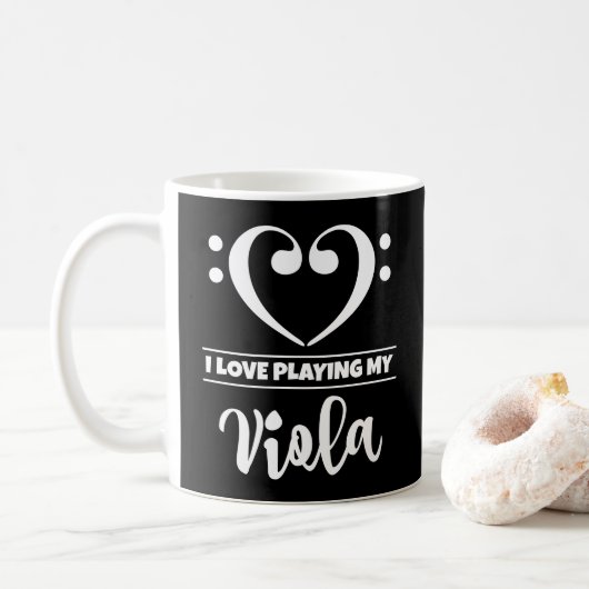 Bass Clef Herz I Liebe spielen meine Viola Kaffeetasse (Mit Donut)