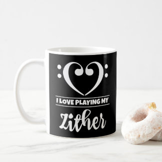 Bass Clef Herz I Liebe spielen meine Zither Kaffeetasse