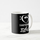 Bass Clef Herz I Liebe spielen meine Zither Kaffeetasse (VorderseiteRechts)