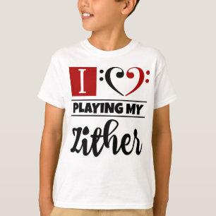 Bass Clef Herz I Liebe spielen meine Zither T-Shirt