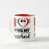 Bass Clef Herz I Liebe spielt mein Cembalo Zweifarbige Tasse (Vorderseite Links)