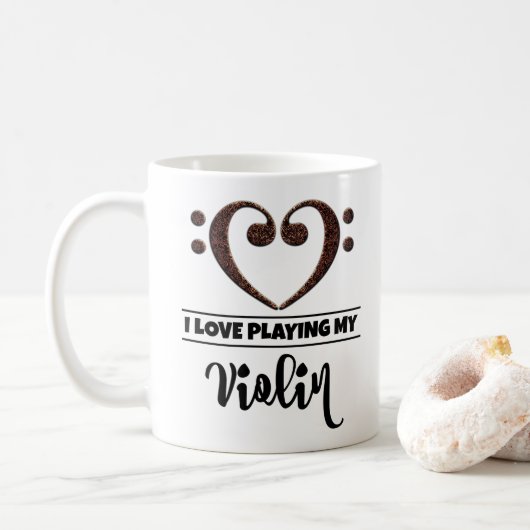 Bass Clef Herz I Liebe Violine spielen Kaffeetasse (Mit Donut)