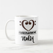 Bass Clef Herz I Liebe Violine spielen Kaffeetasse (Links)