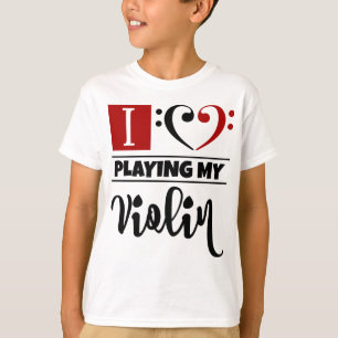 Bass Clef Herz I Liebe Violine spielen T-Shirt