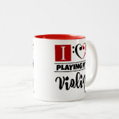 Bass Clef Herz I Liebe Violine spielen Zweifarbige Tasse (VorderseiteRechts)