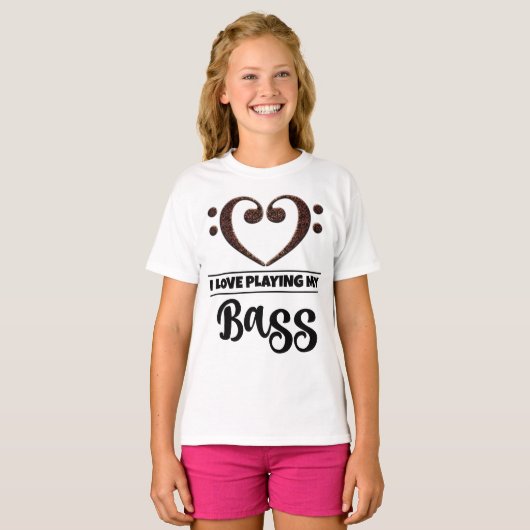Bass Clef Herz Liebe Bass spielen T-Shirt (Vorne ganz)