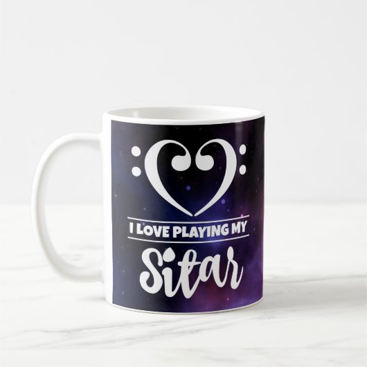 Bass Clef Herz Lila Nebel Liebe Sitar Kaffeetasse (Links)