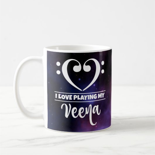 Bass Clef Herz Lila Nebel Liebe Veena Kaffeetasse (Links)