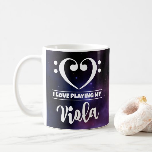 Bass Clef Herz Lila Nebel Liebe Viola Kaffeetasse (Mit Donut)