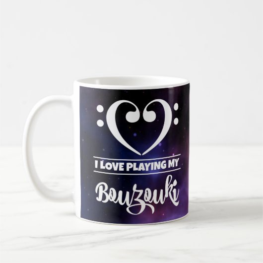 Bass Clef Herz Lila Nebula Liebe Bouzouki Kaffeetasse (Links)