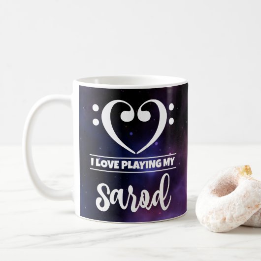 Bass Clef Herz Lila Nebula Liebe Sarod Kaffeetasse (Mit Donut)