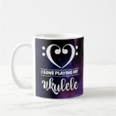 Bass Clef Herz Lila Nebula Liebe Ukulele Kaffeetasse (Links)