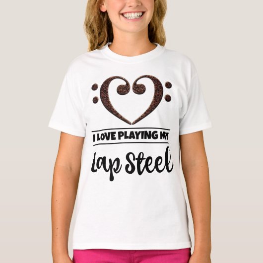 Bass Clef Herzstück Liebe Playing Lack Steel T-Shirt (Vorderseite)