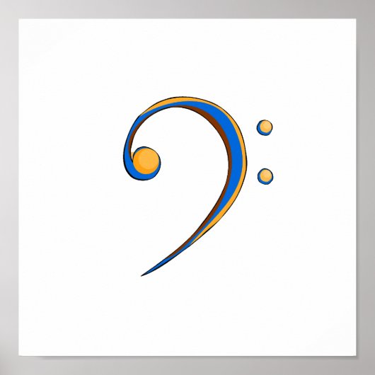 Bass Clef Lässig Style Orange und Blau Poster (Vorne)