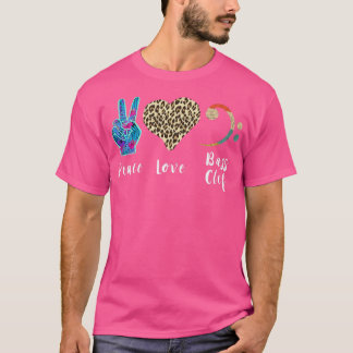 Bass Clef Liebe Peace Bass Clef Leopard Bass Gitar T-Shirt