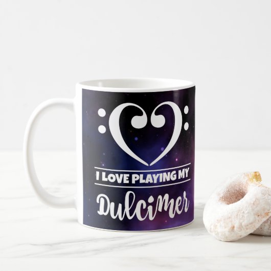 Bass Clef Lila Nebel Liebe Dulcimer Kaffeetasse (Mit Donut)