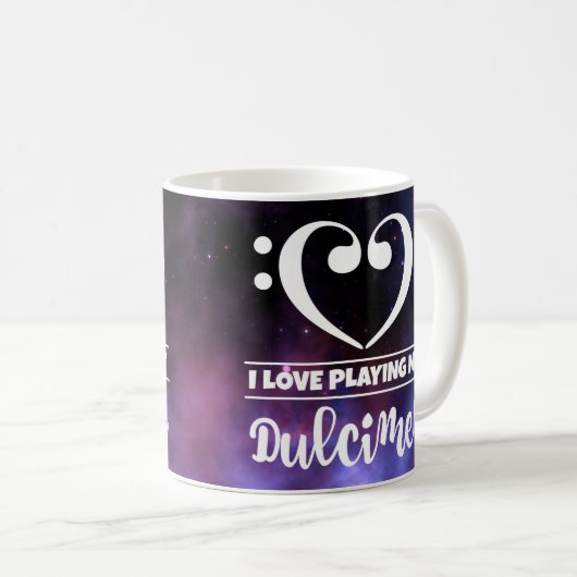 Bass Clef Lila Nebel Liebe Dulcimer Kaffeetasse (VorderseiteRechts)