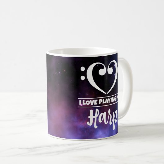 Bass Clef Lila Nebel Liebe Harfe Kaffeetasse (VorderseiteRechts)