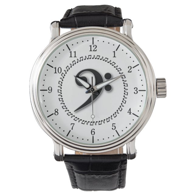 Bass Clef Music Note Design Armbanduhr (Vorderseite)