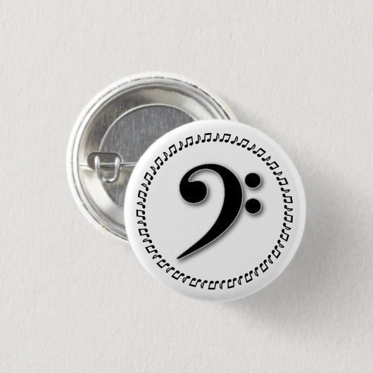 Bass Clef Music Note Design Button (Vorne & Hinten)