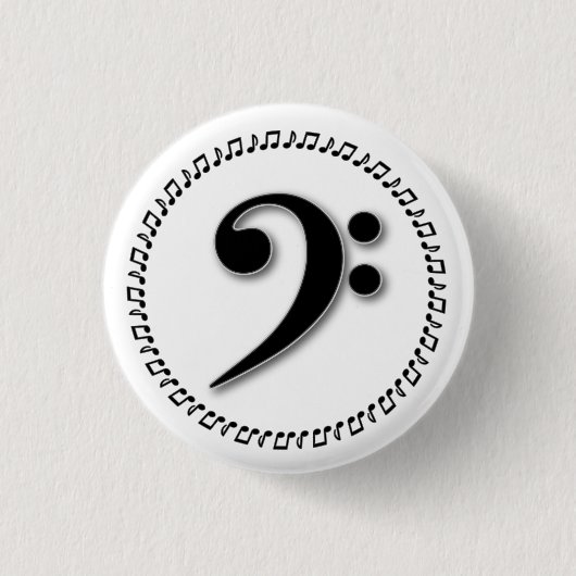 Bass Clef Music Note Design Button (Vorderseite)