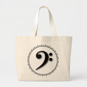 Bass Clef Music Note Design Jumbo Stoffbeutel