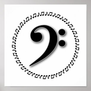 Bass Clef Music Note Design Poster