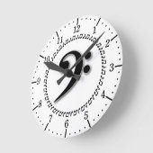 Bass Clef Music Note Design Runde Wanduhr (Winkel)