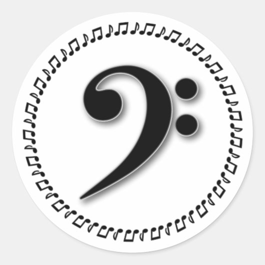 Bass Clef Music Note Design Runder Aufkleber (Vorderseite)
