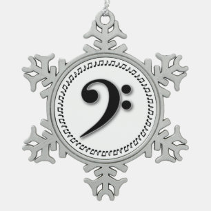 Bass Clef Music Note Design Schneeflocken Zinn-Ornament