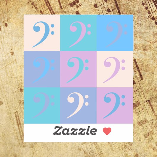 Bass Clef Music Pattern Pastel Aufkleber