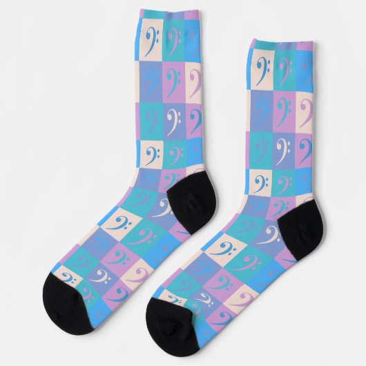 Bass Clef Music Pattern Pastel Socken (Linkes Detail)