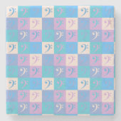 Bass Clef Music Pattern Pastel Steinuntersetzer (Vorderseite)