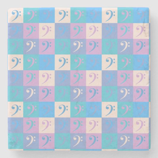 Bass Clef Music Pattern Pastel Steinuntersetzer (Vorderseite)