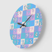 Bass Clef Music Pattern Pastell mit Zahlen Große Wanduhr (Winkel)