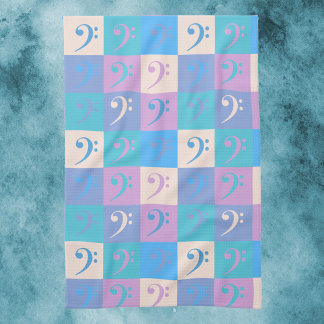 Bass Clef Music Pattern Pastellfarben Geschirrtuch