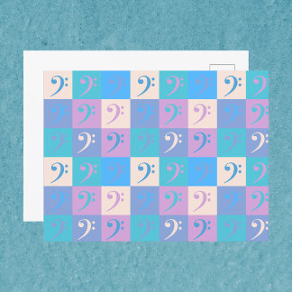 Bass Clef Music Pattern Pastellfarben Postkarte