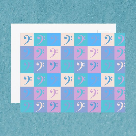 Bass Clef Music Pattern Pastellfarben Postkarte
