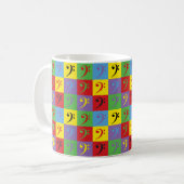 Bass Clef Music Pop Art Rainbow Muster Kaffeetasse (Vorderseite Links)