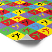 Bass Clef Music Rainbow-Muster Poster (Ecke)