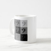 Bass Clef Music Symbol Muster Schwarz Grau Kaffeetasse (Vorderseite Links)