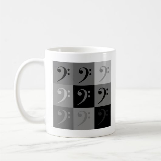 Bass Clef Music Symbol Muster Schwarz Grau Kaffeetasse (Links)