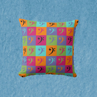 Bass Clef Musikalisches Muster Orange Pink Lila Kissen