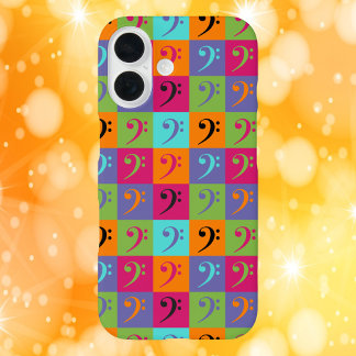 Bass Clef Musikmuster Orange Pink Lila iPhone 16 Hülle