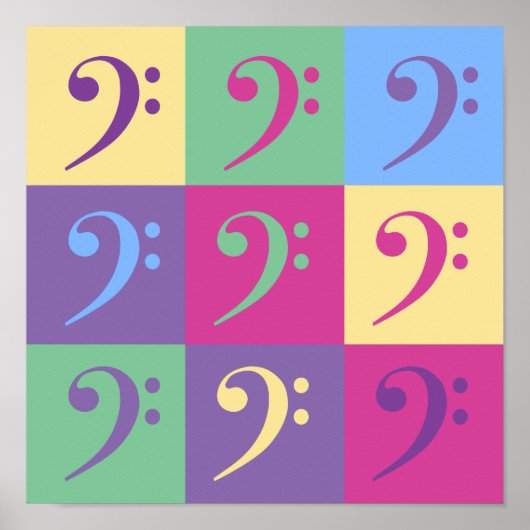 Bass Clef Muster Bright Color Pattern Poster (Vorne)